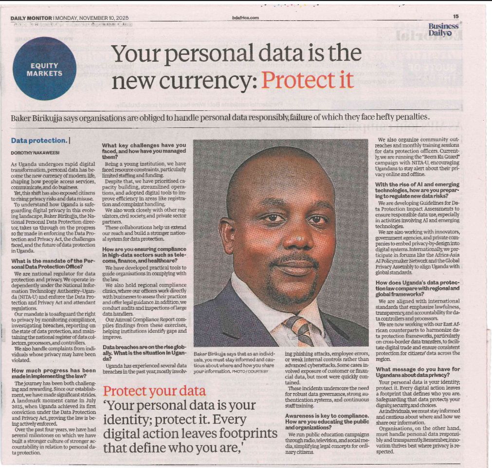pdpoUG's tweet image. Your personal data is the new currency are you protecting it? 

Check out this insightful piece on how data protection and privacy is evolving in Uganda!
monitor.co.ug/uganda/busines… #PersonalDataisPrivate