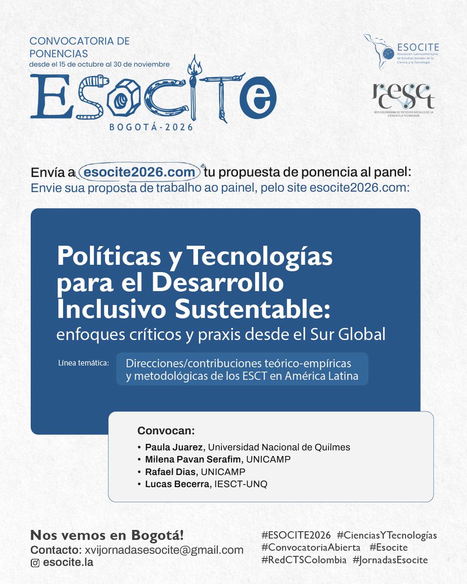 [EVENTO]
#Esocite2026 
Te invitamos a mandar tu trabajo a nuestro panel 👇