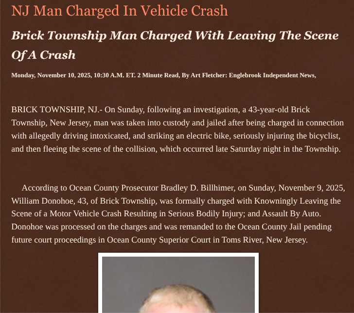 ArtFletcher9's tweet photo. NJ Man Charged In Vehicle Crash https://t.co/dAJyHK4XX1 via @Englebrooknews #NewJersey #CrimeNews #Oceancountynj #bricktownshipnj #hitandruncrash #arrest #charged #leavingthescene #assaultbyauto @wireless_step @HRG_Media @LodiNJNews @fordmb1 @SarahGeving1 @Shannon96574094 @Daytobehappy @janninereid1 @MichelleF_35 @gator4kb18 @TrumpWasRite @KathyKbrose @RobGerundo @JimBobW49
