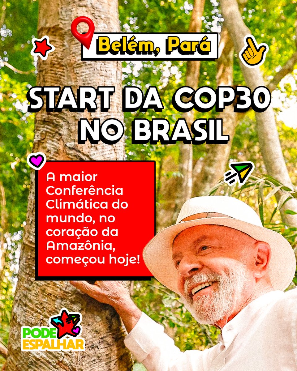 É oficial: começou a COP30 no nosso País!

Diretamente de Belém, no coração da Amazônia, o Brasil abre as portas para a maior conferência climática do planeta, um marco histórico para o meio ambiente e para o futuro do mundo!
Com Lula, voltamos ao protagonismo na agenda  do clima