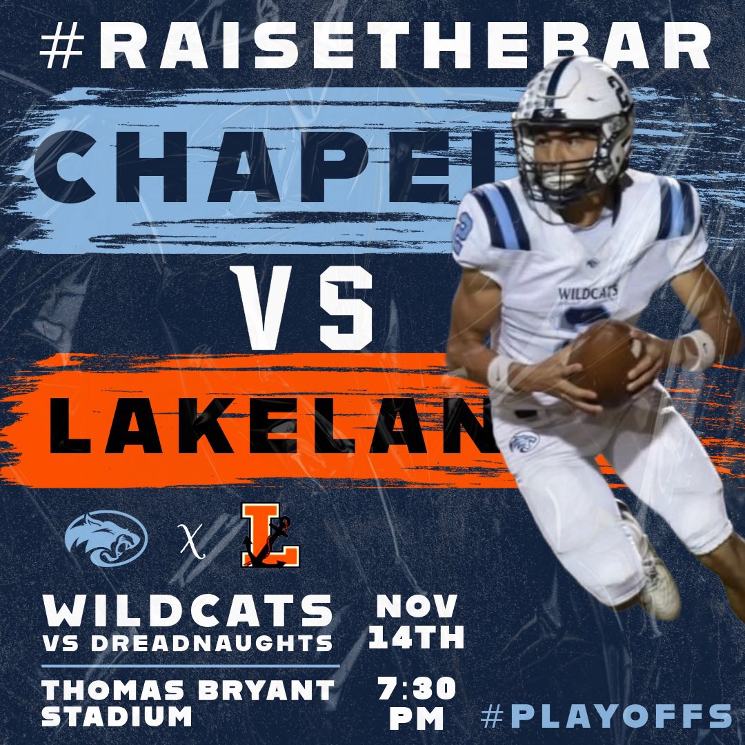 WCHSWildcatsFB's tweet image. WK.12 

#WeAreChapel #RaiseTheBar
