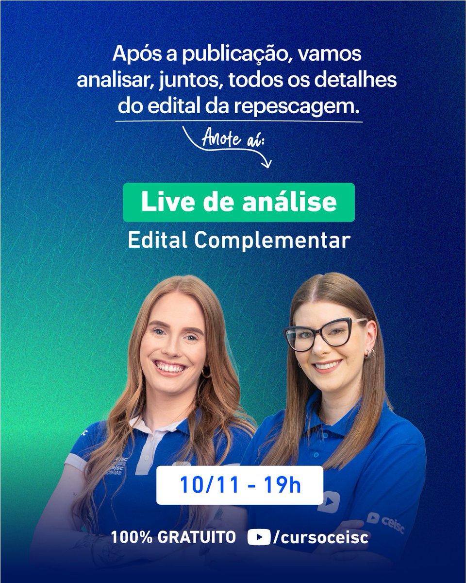 prof_nidal's tweet photo. Foi PUBLICADO o edital complementar do 45º Exame da #OAB, meu povo! Não perca a live de Análise do Edital que ocorre hoje às 19h, no canal do Ceisc no YouTube. 🚀 https://t.co/d4Amt0bNbw