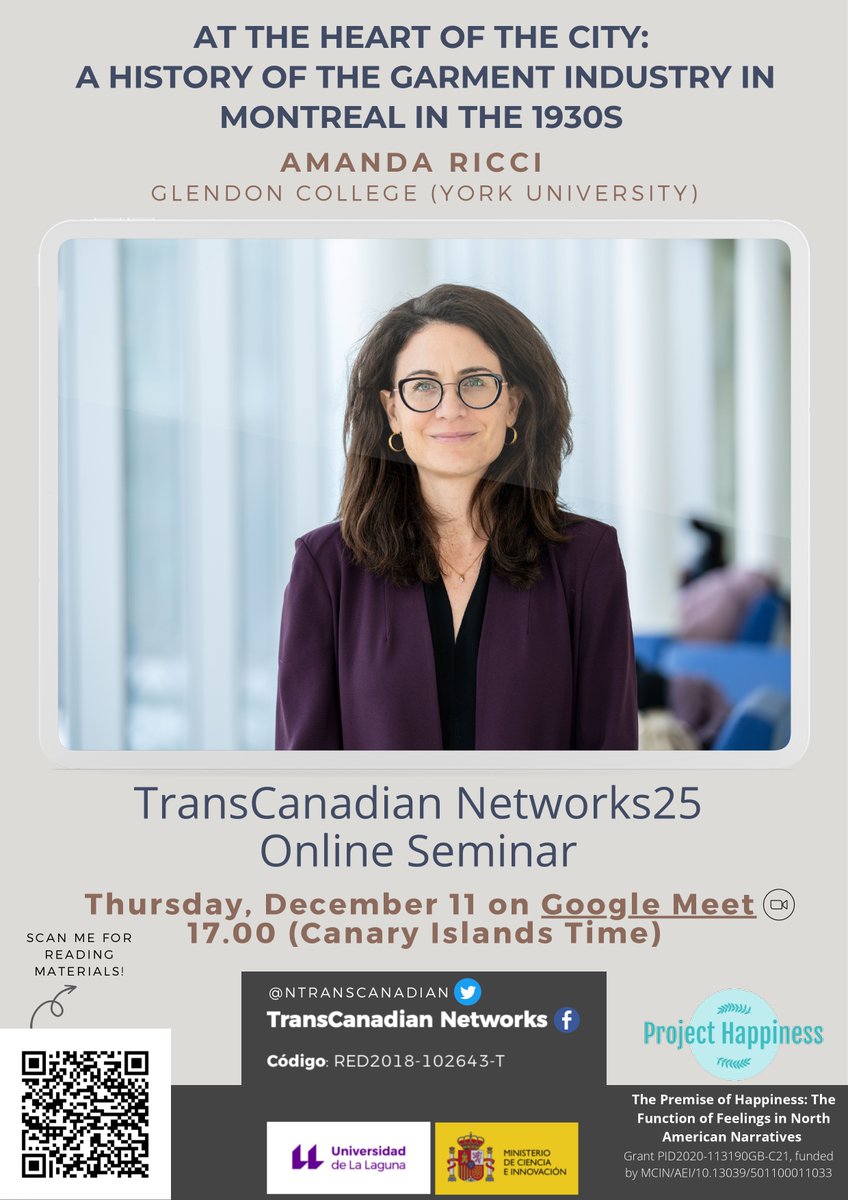 NTranscanadian's tweet image. 📅📌The next TransCanadian Networks seminar will be led by @AmandaRicci85, @YorkUniversity @RobartsCentre. It'll take place on Thursday Dec 11 at 17.00 (Canary Islands)
Reading materials available on the QR code⬇️
Link here: meet.google.com/czi-jdhm-gez
Free event and open to all🤗