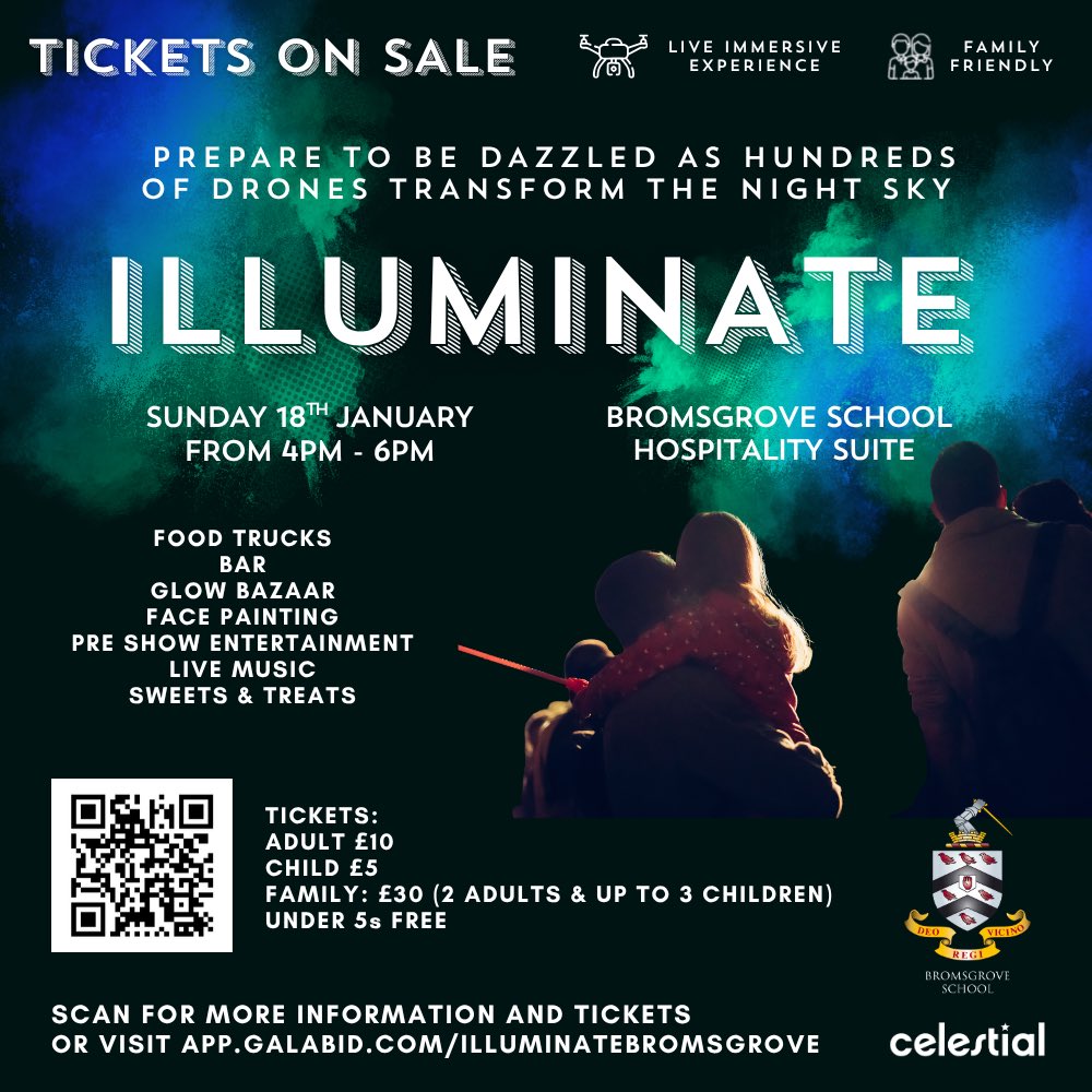 Brought to you by Celestial, pioneers of entertaiment in the sky, a drone show performance for all the family to enjoy. 

The PA invite you to join them on 18th January 2026 from 4pm as we light up the sky. 

Visit app.galabid.com/illuminatebrom… for more information and tickets.