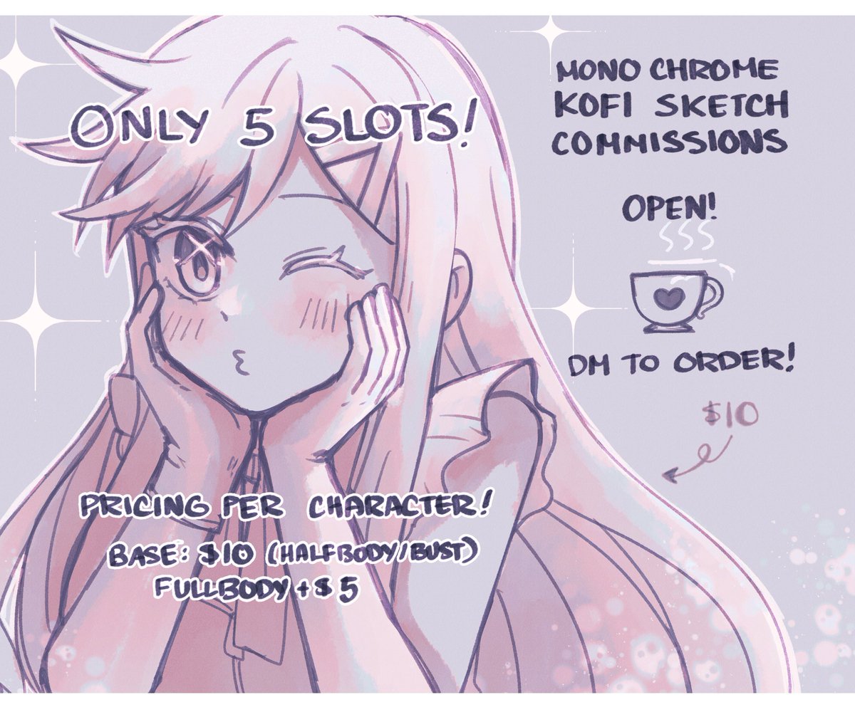 Rts appreciated! 💕

Monochromatic sketch commission starting at $10! 

5 slots only! Please DM me on Twitter before you send a Kofi >< 

Kofi link below ⬇️ 

#koficommissions #commissionsopen