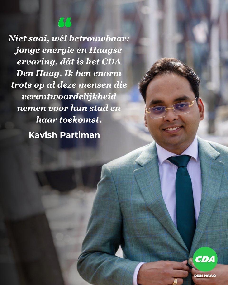 Met een jong en gedreven team gaan we richting de gemeenteraadsverkiezingen van 2026, gesteund door oud-wethouders, een oud-minister en oud-(Euro)parlementariër. 

Lees meer: cda.nl/zuid-holland/s…

<a href="/KPartiman/">Kavish Partiman</a> #CDADenHaag #GR2026 #DenHaag