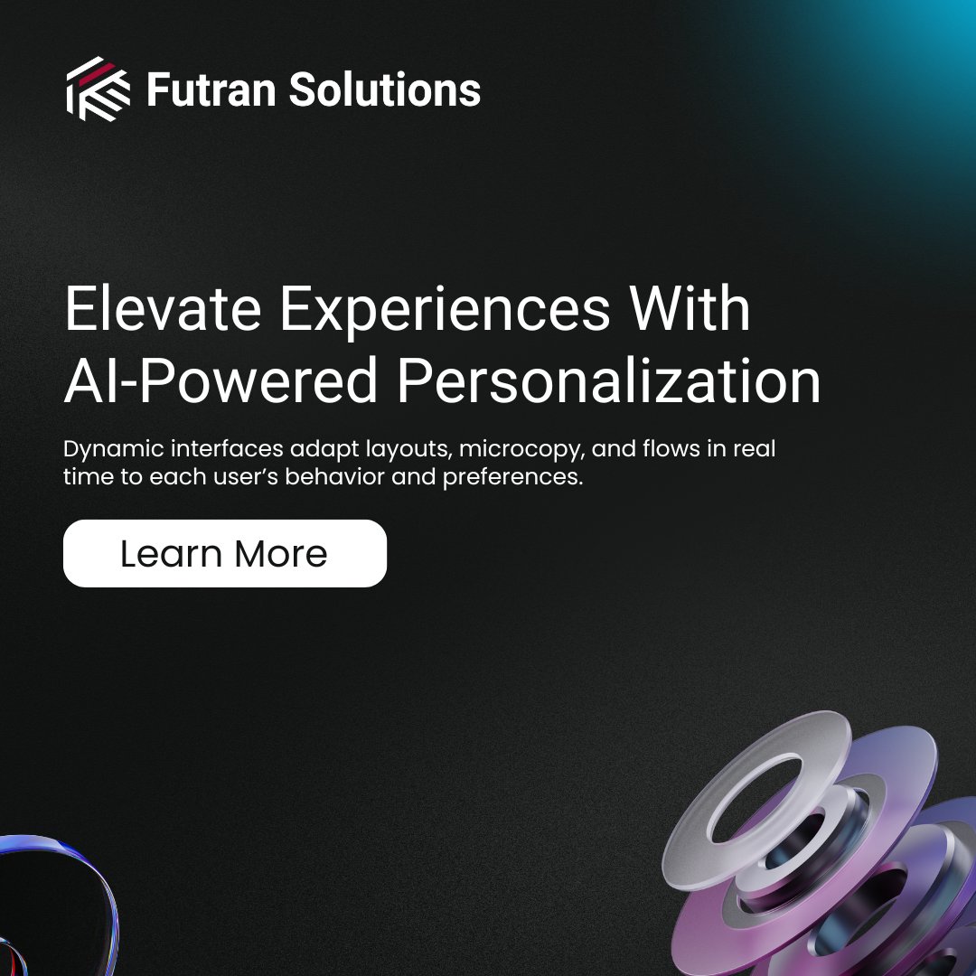 FutranSolutions's tweet image. 53% of companies embed #AI in design for hyper-personalization. Real-time UI adaptation increases engagement by 25% and conversion by 15%, creating tailored journeys across devices and contexts.

#UIUX #personalization #futransolutions #AIdesign #adaptiveUI #userexperience