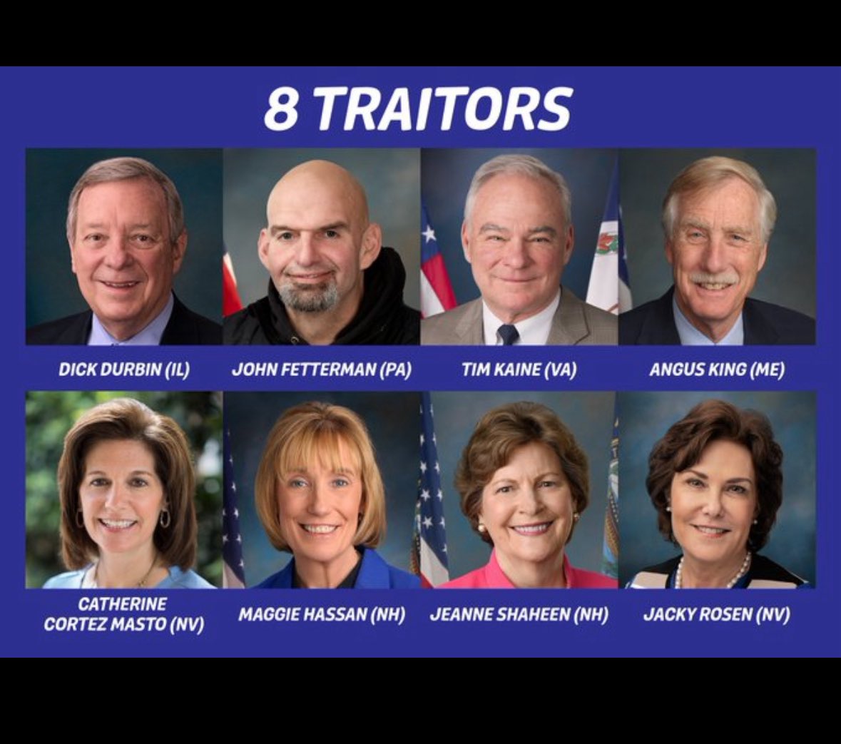 These 8 traitors lied and f*cked over the American people. 

MILLIONS AND MILLIONS WILL LOSE THEIR HEALTH CARE BECAUSE OF THESE TRAITORS. 

These are really bad people. 
Learn their names. 
They need to go!  Vote them out. 

#bigbluewave2026
#FAFO