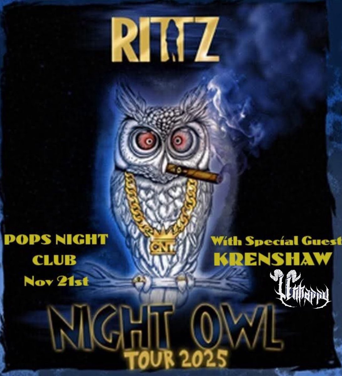 11-21-25 <a href="/PopsRocksSTL/">Pop’s Concert Venue & Nightclub</a> The big homie Ritz is coming on his Night Owl tour 💎 See ya there 🫡