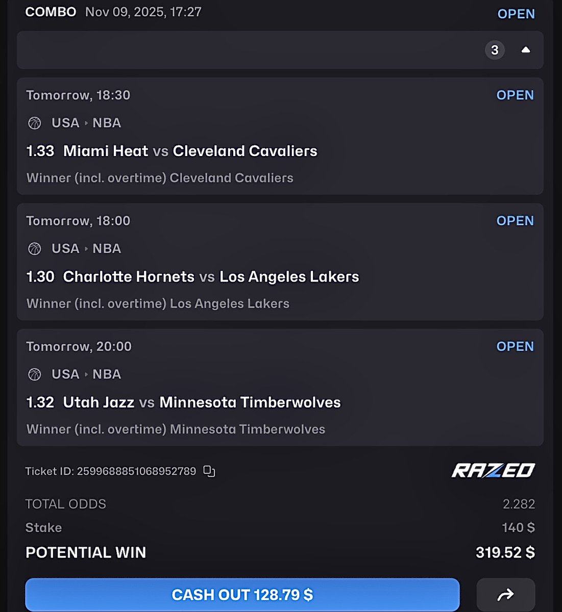 A little Cavs, Lakers, and T-Wolves parlay to start the week  #ad