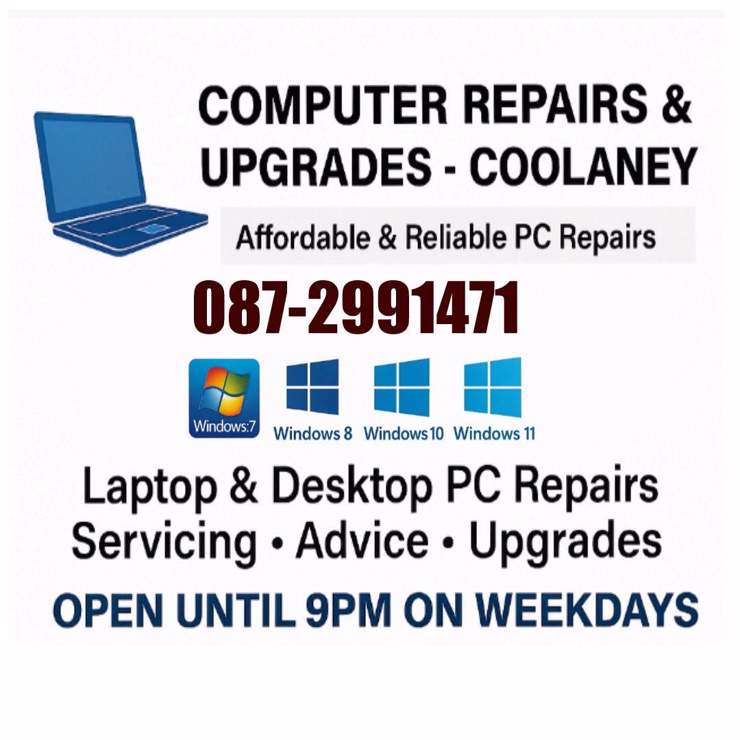 pcrepairupgrade's tweet photo. COMPUTER REPAIRS for County Sligo Area.
TEL or WHATSAPP ANDY - 087-2991471 https://t.co/VCHJZqdFuq