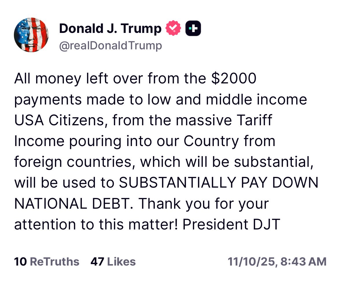 Thank you President Trump. 
How will you spend your $2,000?