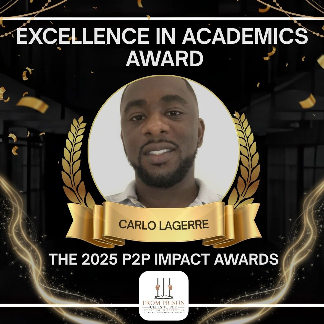 This week I would like to celebrate Carlo Lagerre, winner of the <a href="/prison2pro/">From Prison Cells to PhD</a>  Excellence in Academics Award! 🎓

Carlo proves that education doesn’t just open doors—it builds new pathways for generations to come. 🙌

#P2PImpactAwards #Academics #Education