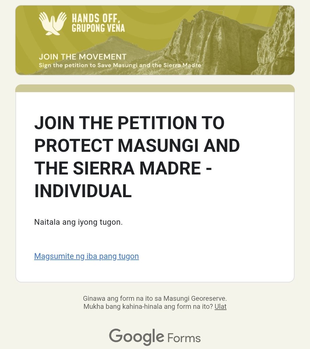 got3ts's tweet photo. Hi A'Tin! If you also agree with this movement, please sign the petition here:

• Individuals – https://t.co/tNA6d9ejyv

• Organizations – https://t.co/03CeV0xuh3

#HandsOffGrupongVena #SaveMasungi #RestoreTogether https://t.co/jLp9bs9c2Q