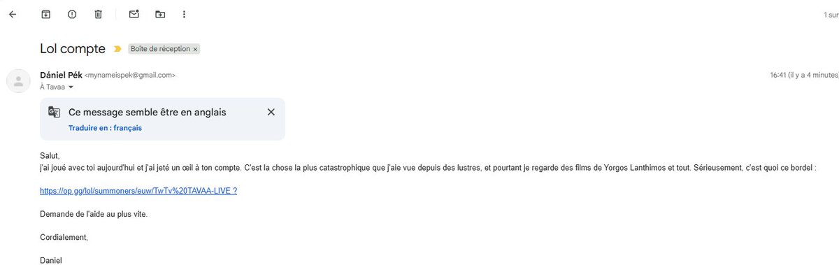 Les gars, j'ai reçu un mail pour me taunt, ils sont fou sur la faille bahhahaha, il en avait gros sur la patate :d