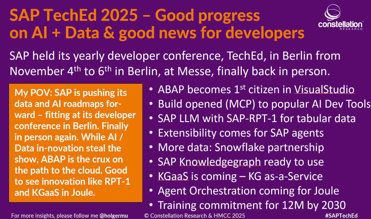 holgermu's tweet image. [1Slide] @SAP TechEd 2025 - More data, more #AI and more for #ABAP developers. #SAPTechEd 

slideshare.net/slideshow/even…