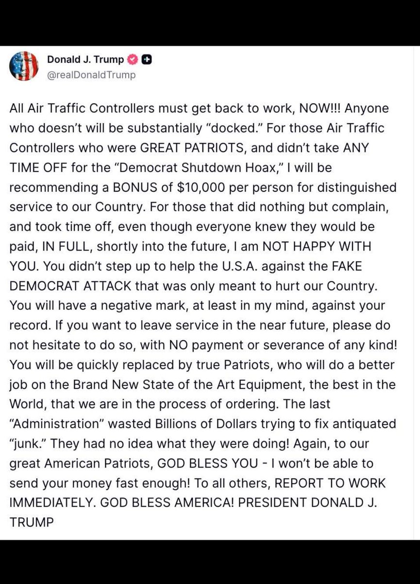 This is great! It's time to flush out and get rid of the liberal nutcase democrats still working in air traffic control jobs. Just like our great president Reagan did in 1981.