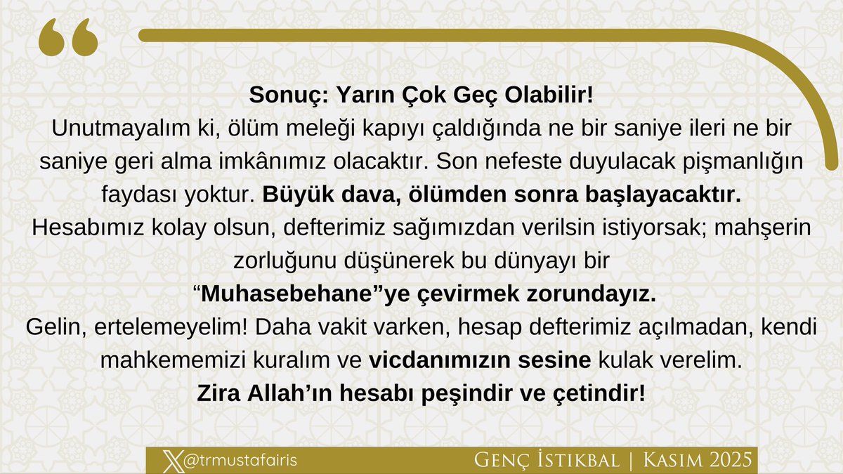 “Satırda Kalanlar -2” 
Genç İstikbal | Kasım 2025