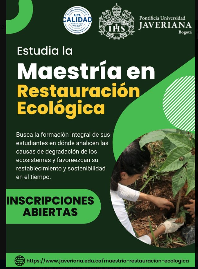 En nuestra Maestría en Restauración Ecológica <a href="/PujCiencias/">Facultad Ciencias Pontificia Universidad Javeriana</a> <a href="/fearpuj/">Facultad de Estudios Ambientales y Rurales</a> te ofrecemos la infraestructura de nuestros laboratorios, para que potencies tus aprendizajes. Las inscripciones están abiertas!!
