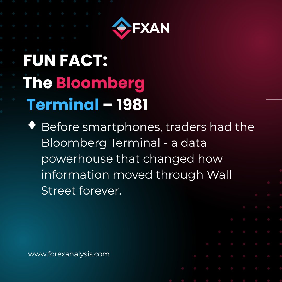 fxanalgo's tweet image. 💥 Fun Fact: The Bloomberg Terminal – 1981 💻📊
Before smartphones, traders used the Bloomberg Terminal - a data powerhouse that changed Wall Street forever. ⚡💼
#Bloomberg #MarketHistory #TradingTech #FinanceFacts