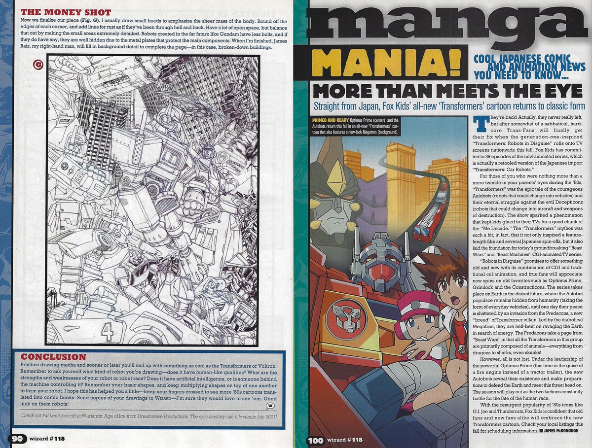 Fan favorite artist, Pat Lee provided the Basic Training tutorial on How To Draw #Mecha in Wizard 118 featuring sketches of #Transformers, #Voltron and more.