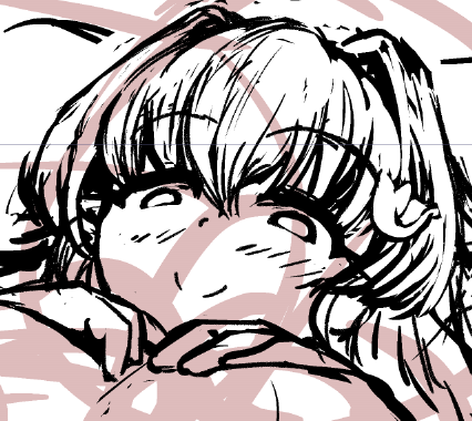 過去から託された古代語構図案(薄赤)から
下書きをする作業 