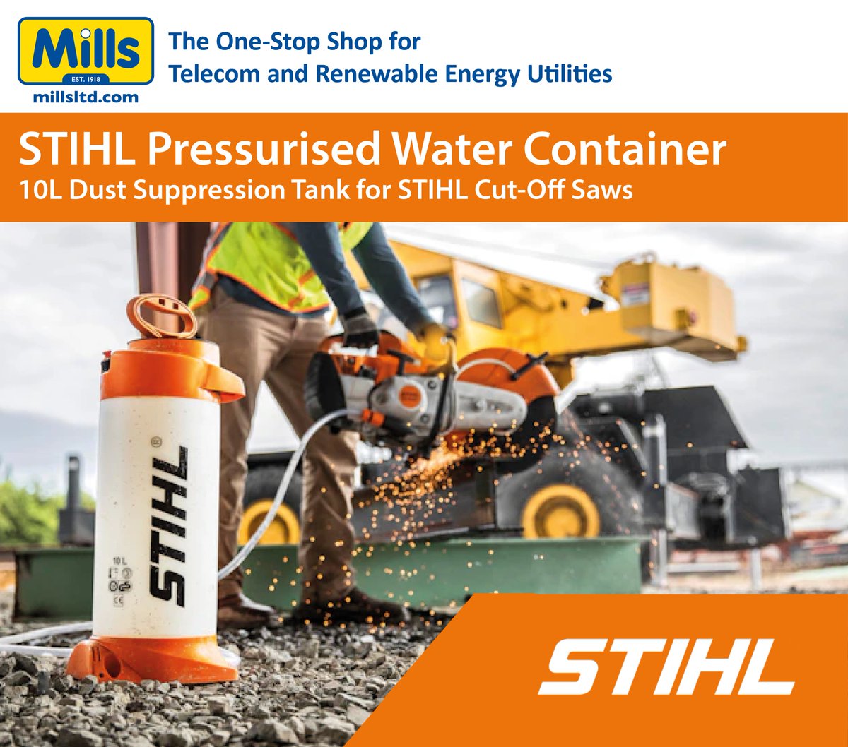 millsltd's tweet image. Keep your cutting clean, efficient, and dust-free with the STIHL 10L Pressurised Water Tank. 💦
This mobile water supply eliminates the need for an external connection and ensures wet cutting without dust build-up. 🙌🏻

For more information and to order: millsltd.com/default/stihl-…
