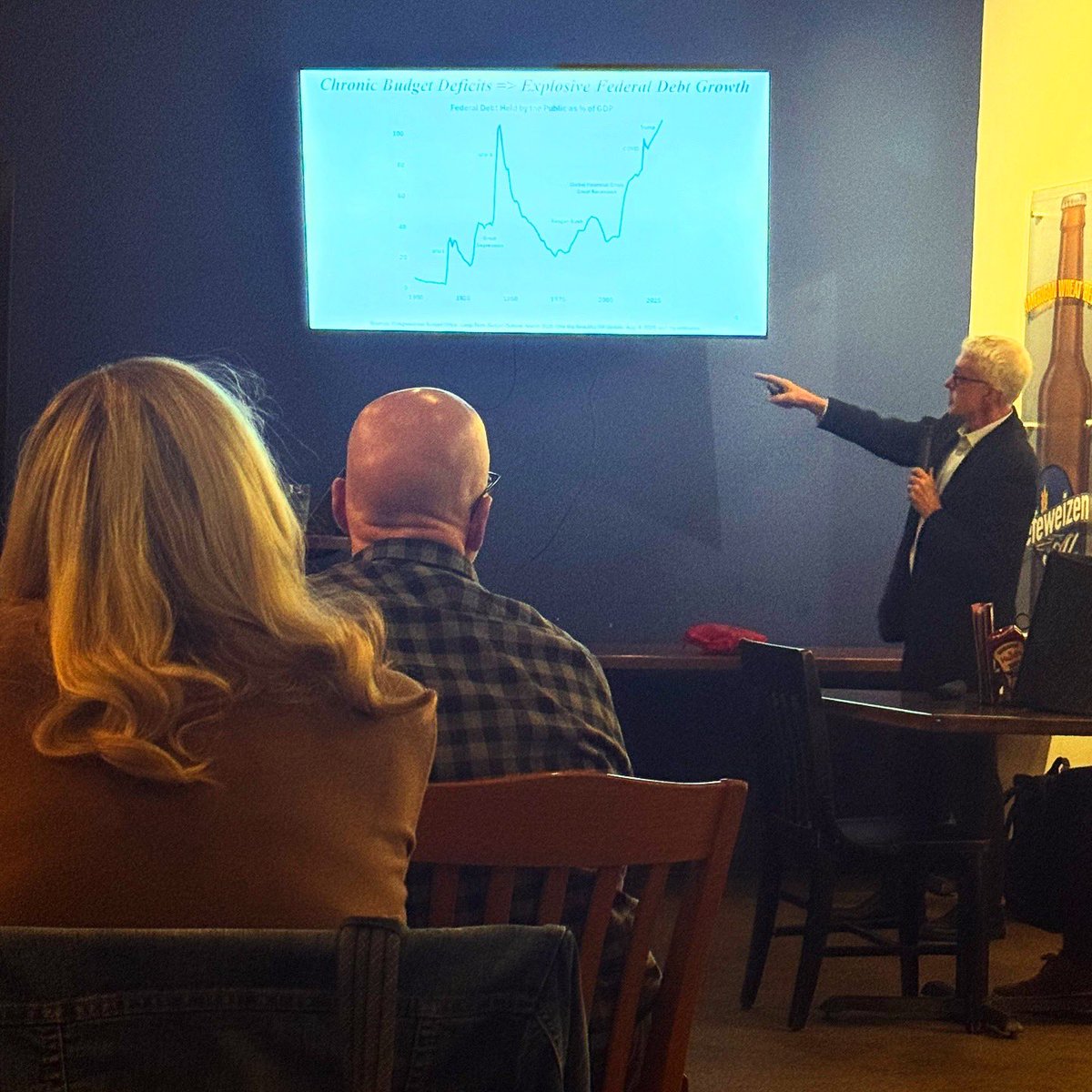 What a great night at Schlafly Bottleworks!
Huge thanks to everyone who came out for Trump Econ 101 — great crowd, great questions, and a reminder that facts still matter.
Big thanks to Dr. William Emmons for breaking down the numbers. 💬 #TrumpEcon #MOPolitics