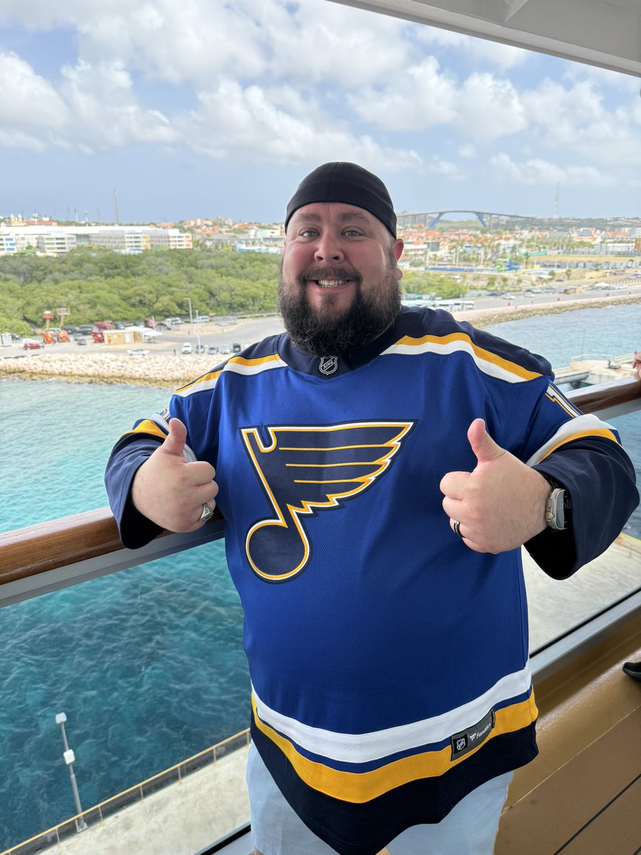 dtimmons1313's tweet photo. 2 years later and I’m still representing the #stlblues #Toropchenko #13 @AToropchenko in #curacao #lgb @HollandAmerica9 https://t.co/J6h6XnDEkN