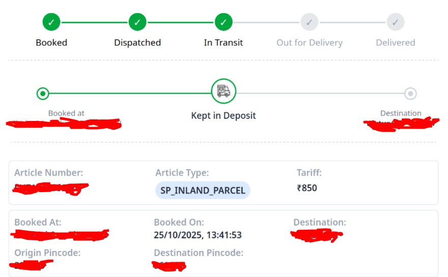 OmSatapathy4's tweet image. 😩 India Post: Utterly Pathetic Speed Post!

Package 15 days old, sitting at the local office for 10 days. Can't CALL—number is dead! Too far to visit. Unacceptable delay and zero communication. Sort this out, @IndiaPostOffice! #SpeedPost #IndiaPostFail