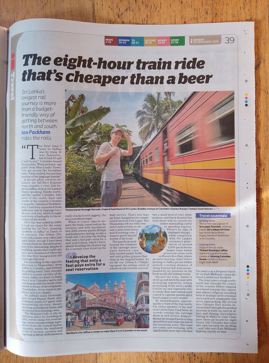 One more from me for the i news stable, celebrating the too-short-eight-hour train from Jaffna to Colombo in Sri Lanka