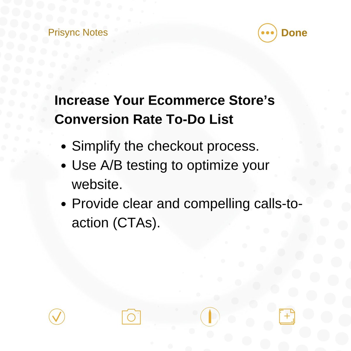 PrisyncCom's tweet image. 📝✨ Raise your Ecommerce Game! 🚀💰

Looking to increase your store&apos;s conversion rates? Here&apos;s a to-do list to help your business advance by simplifying your checkout process. 📈

Check out this list of advice and watch your #ecommerce business succeed! 💼 

#EcommerceTips