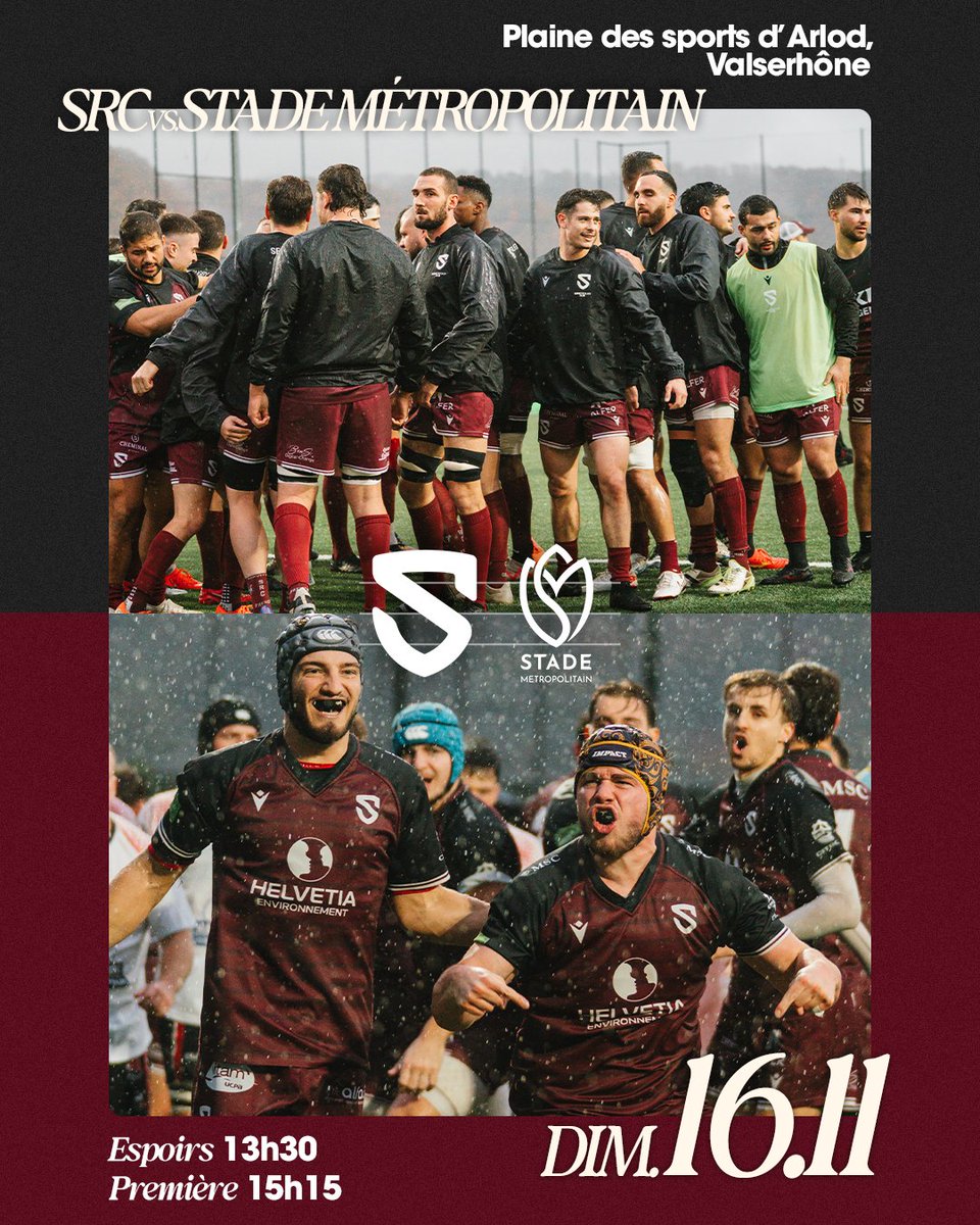 𝗦𝗲𝗿𝘃𝗲𝘁𝘁𝗲 𝗥𝗖 🆚 𝗦𝘁𝗮𝗱𝗲 𝗠𝗲́𝘁𝗿𝗼𝗽𝗼𝗹𝗶𝘁𝗮𝗶𝗻 🔥

Les Servettiens reçoivent le Stade Métropolitain ce dimanche. ⚔️

🕘 Espoirs 13h30, Première 15h15
🏟 Plaine des sports d’Arlod, Valserhône
🎟 bit.ly/billetterie_src 
ℹ️ bit.ly/43hFHoo