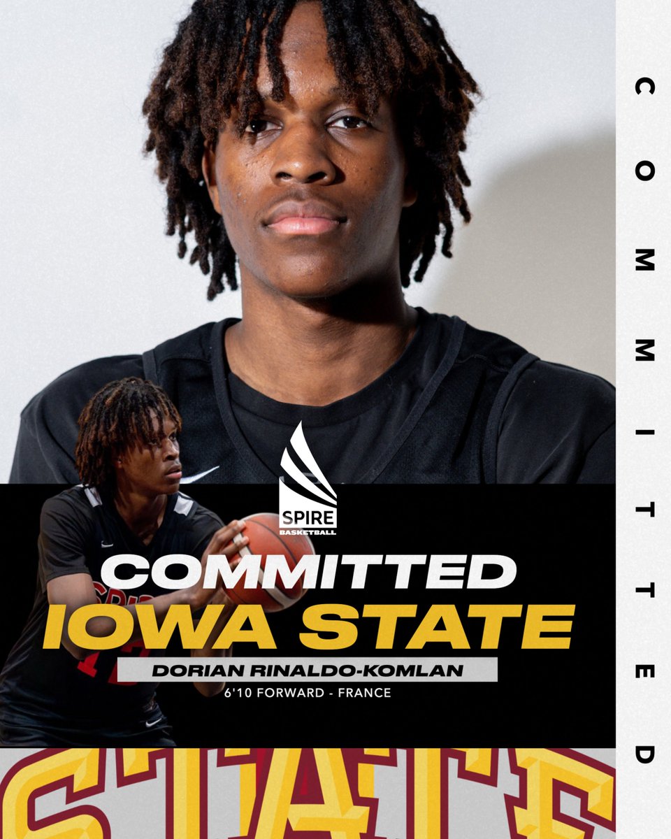 SPIREHoops's tweet image. Congratulations to senior forward Dorian Rinaldo-Komlan 🇫🇷 on his commitment to Iowa State @CycloneMBB  👏 

Dorian has been impactful every time he has touched the floor since coming to the US 🇺🇸 

Not only is he poised to have a great senior year but he also has as much upside…