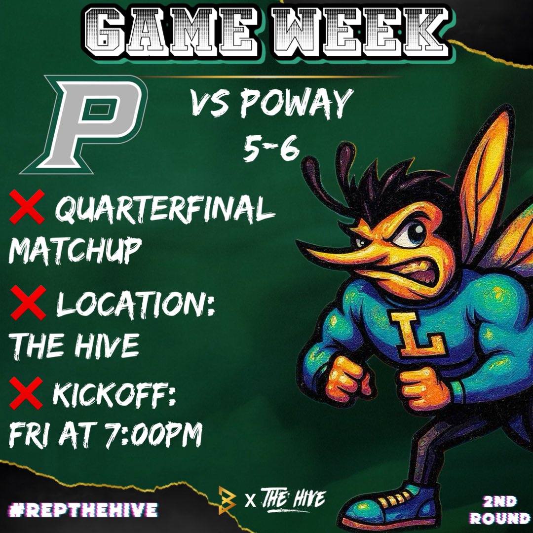 THEHIVEFB's tweet image. Game Week‼️
🍀 vs Poway (@PowayTitans) 
🍀 Game Will Kickoff Friday @ 7pm
🍀 Previous Meeting: LIN 50 - PHS 13 (2017)
#LincolnCertified 🍀 #RepTheHive