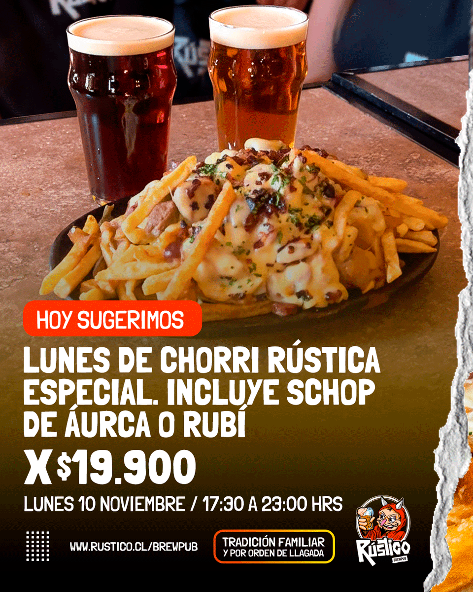RusticoBrewPub's tweet image. ¿Por qué elegir un plato cuando puedes tener una montaña de sabor? 🤤❤️ Chorrillana Rústica: ¡El festín que te mereces! Ven a compartir 🍻