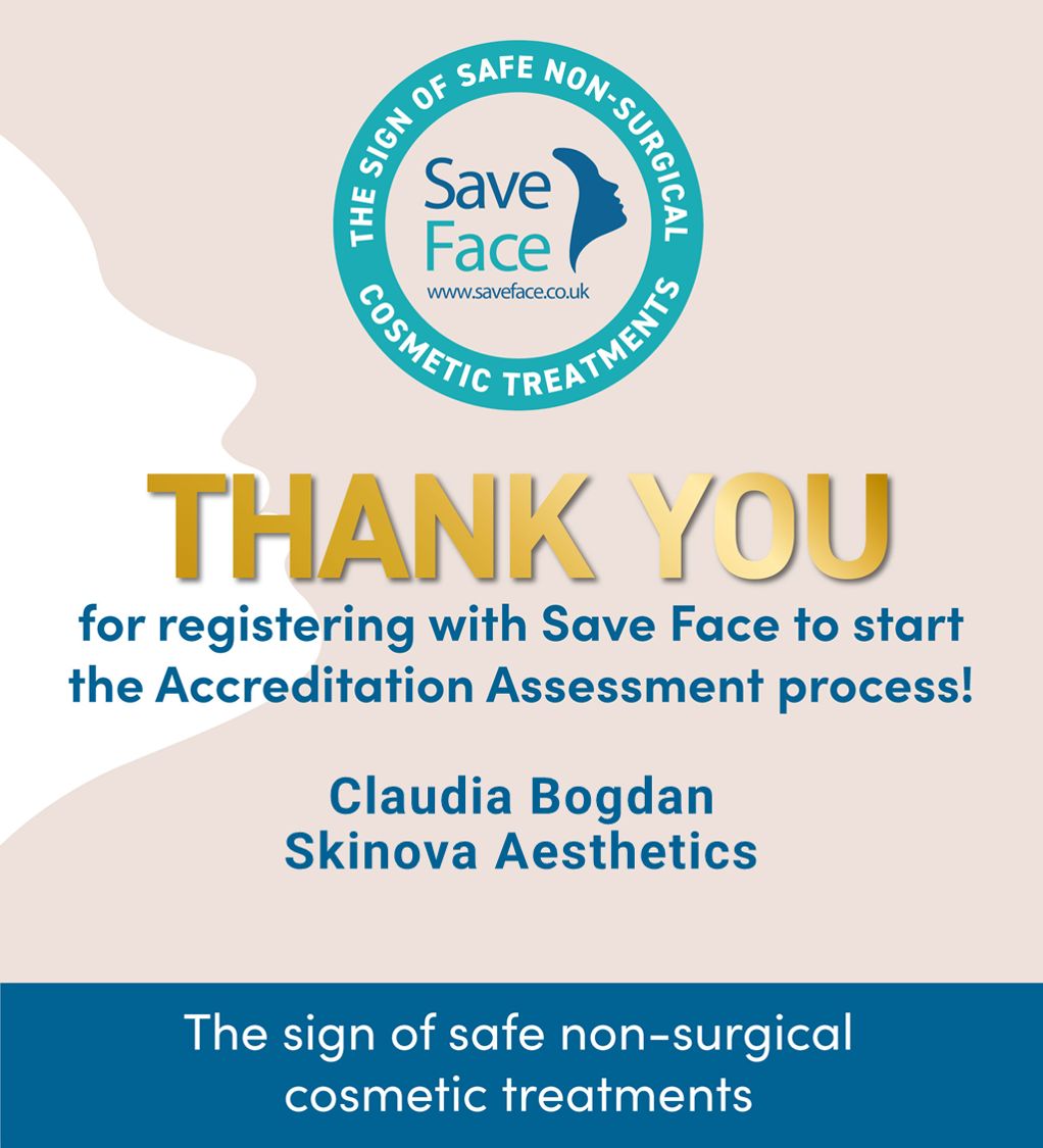 SaveFaceUK's tweet image. A BIG welcome to Claudia Bogdem of Skinova Aesthetics. Thank you for choosing to register with Save Face, and to start the Accreditation process! #Barking #saveface #safepractice #staysafe #injectibles #aesthetics #antiwrinkle #dermalfiller