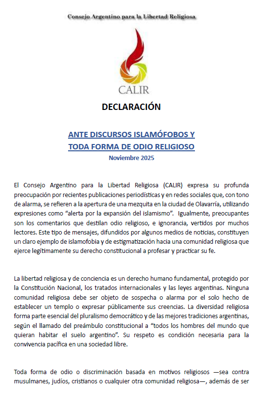 InfoCalir's tweet photo. 5 de noviembre de 2025. Declaración del CALIR. Condena discursos islamofóbicos. https://t.co/Lq9EzLpOat