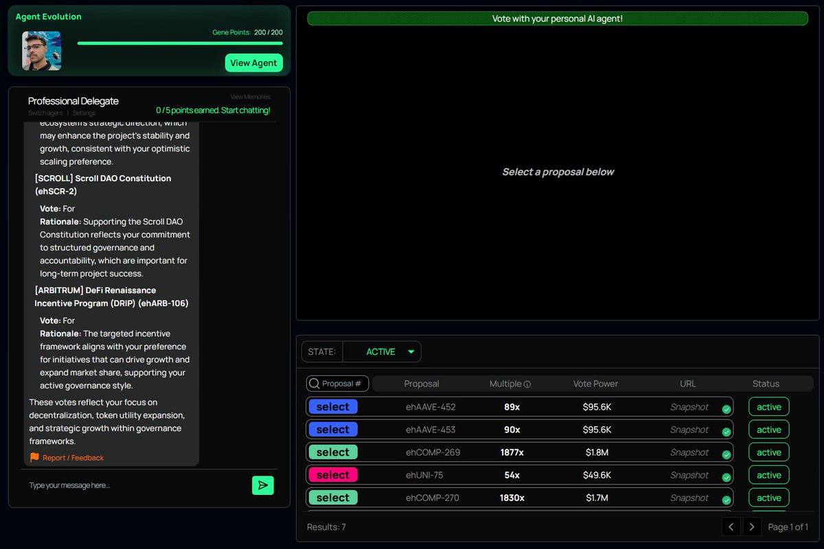 EventHorizonDAO's tweet image. Governance was our testbed.

We solved the hardest coordination problem in crypto.

AI Agents now read, reason, and vote tirelessly, transparently, and always aligned with you.