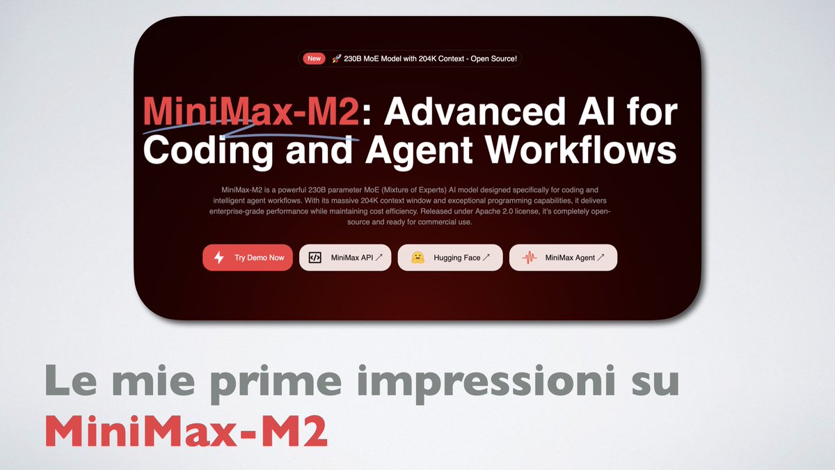 Negli scorsi giorni mi sono divertito a testare su strada MiniMax-M2 per l’attività legale… ne sono rimasto positivamente stupito 👇🏻
 avvocati-e-mac.it/blog/2025/11/1…