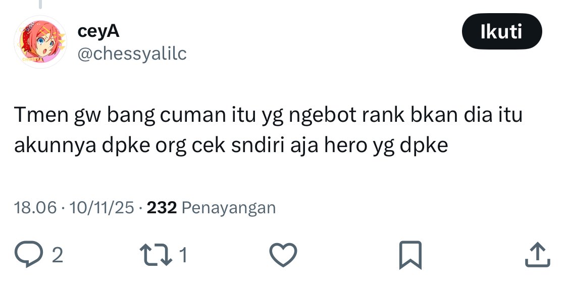 serenoiaa's tweet photo. @azuraaaruza 😹😹 nih yaa bot rank itu maksimalnya cuma sampe honor 30, kann kann malah blunderr sendirii.
lain kali sepakati dulu sama temennya, buat samain persepsi, biar lebih apik gitulo😹 https://t.co/kvkWQyJNNt