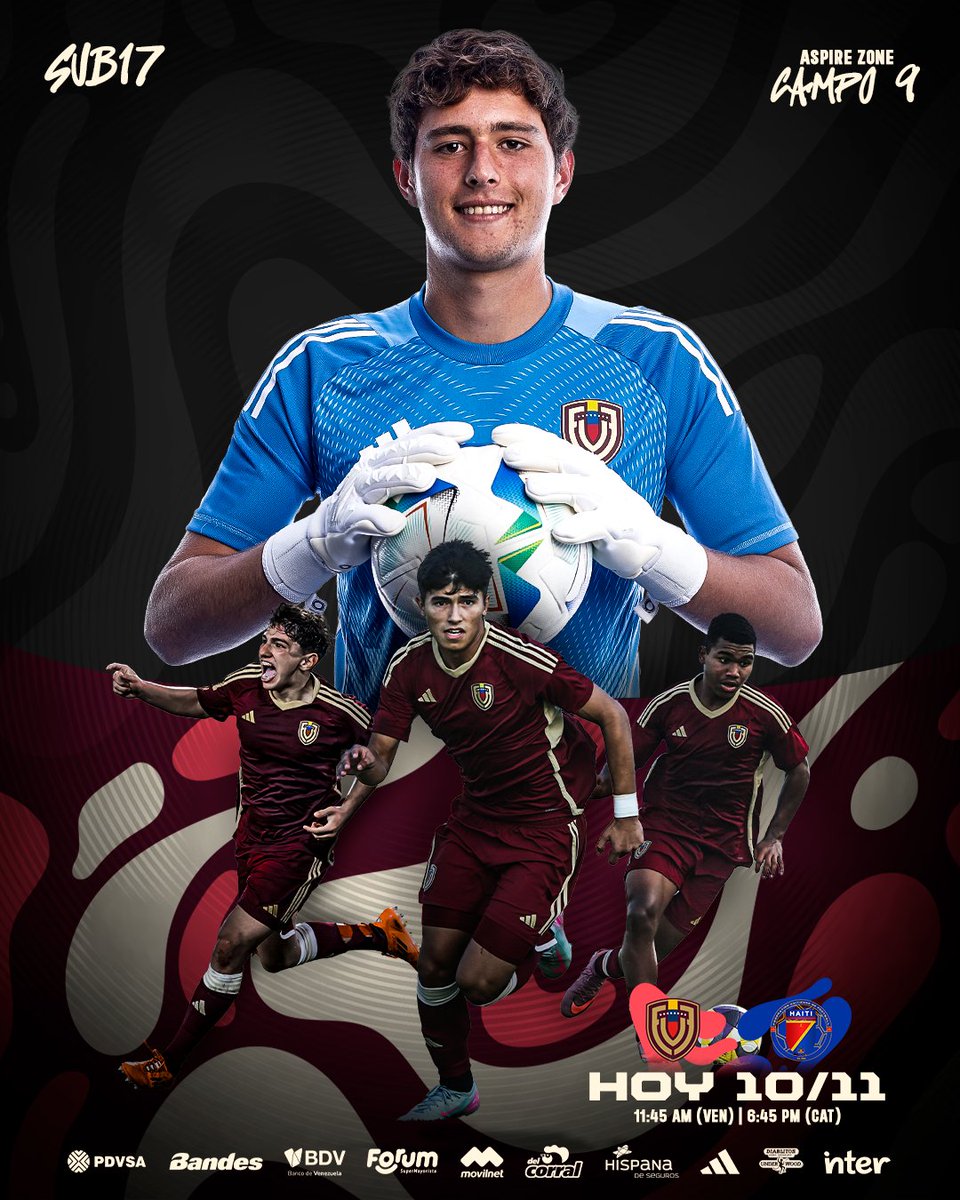𝐇𝐎𝐘 𝐉𝐔𝐄𝐆𝐀 𝐋𝐀 𝐕𝐈𝐍𝐎𝐓𝐈𝐍𝐓𝐎 𝐒𝐔𝐁𝟏𝟕 🇻🇪

¡Último encuentro de la fase de grupos en el @fifaworldcup! 🔥

➡️ Vamos por el 𝒍𝒊𝒅𝒆𝒓𝒂𝒕𝒐 🫡

👊🏽 𝑽𝒆𝒏𝒆𝒛𝒖𝒆𝒍𝒂 vs Haití 
⌚️ 11:45 AM (VEN) | 6:45 PM (CAT)
🏟 Aspire Zone, Doha (Catar)
📺 <a href="/Canal_Televen/">Televen</a> / FIFA+