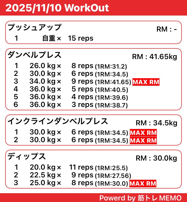 胸の日
 #筋トレMEMO #富民筋トレ部 x.gd/Q7PW6
