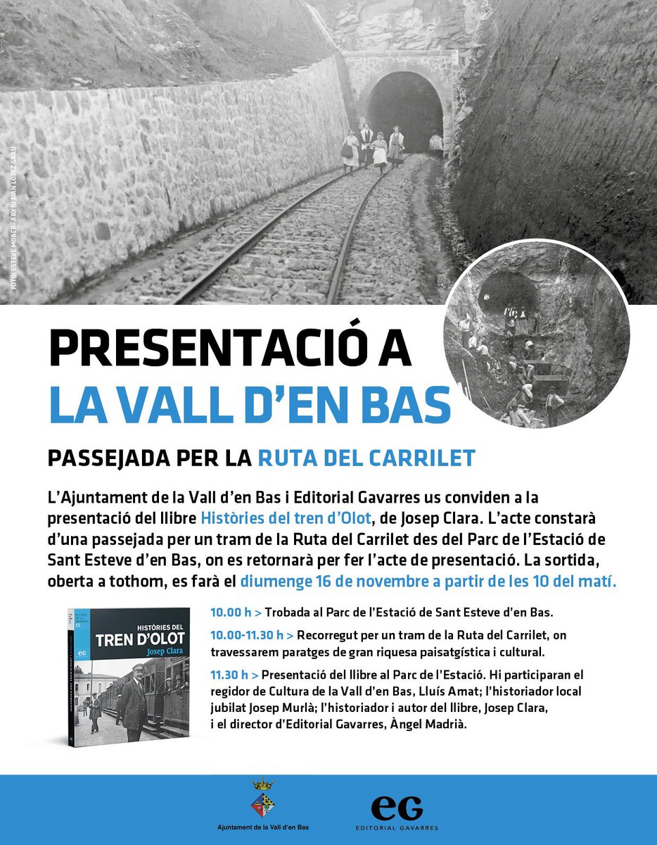 🚂 16/11 a les 10h: No us perdeu la passejada històrica sobre el carrilet a Sant Esteve d’en Bas.

Valdrà molt la pena!