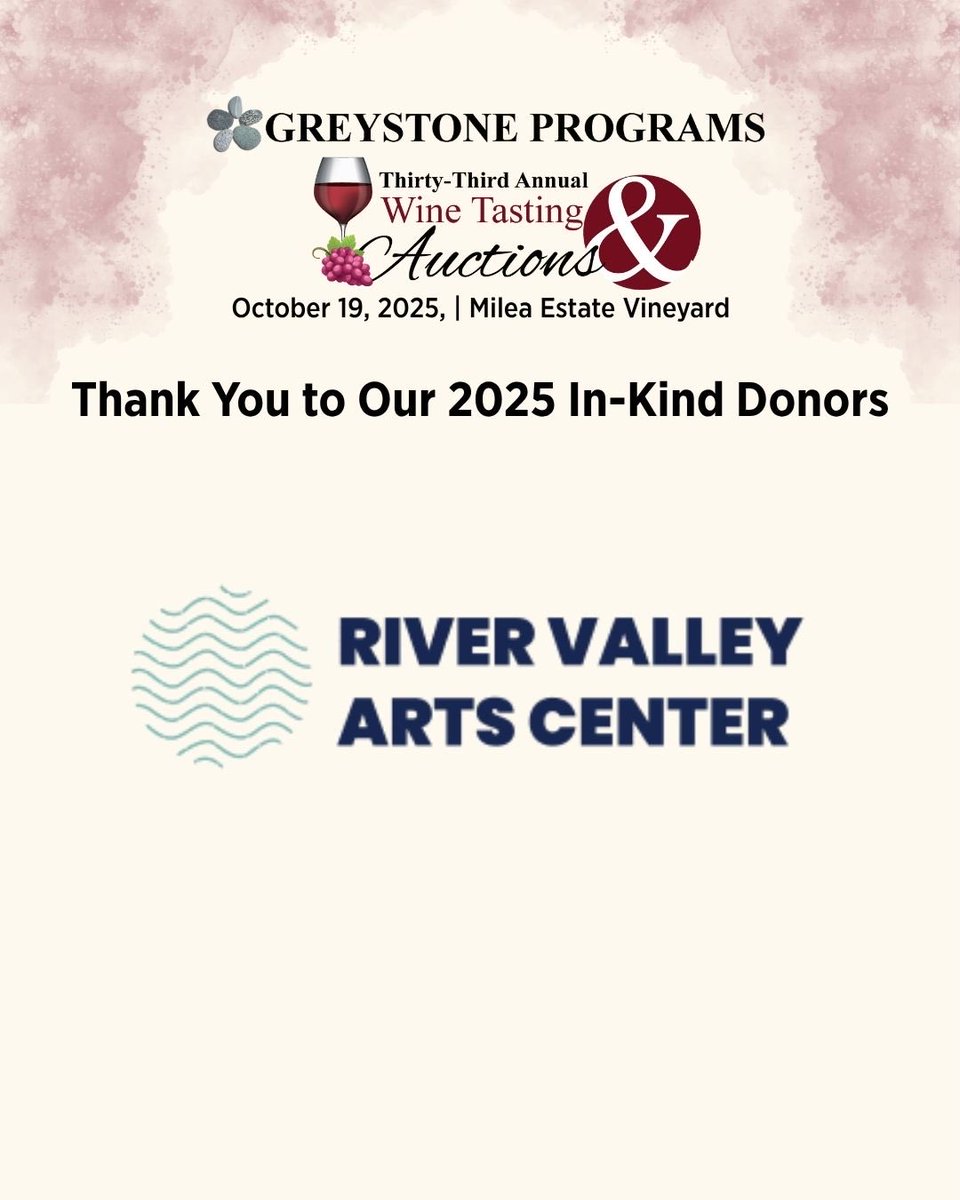 GreystonePrgrms's tweet image. Thank you to our 2025 In-Kind Donors for helping make the 33rd Annual Wine Tasting and Auctions a truly special event!

Your generosity fuels Greystone Programs’ mission to provide meaningful opportunities for those we support. 

#GreystonePrograms