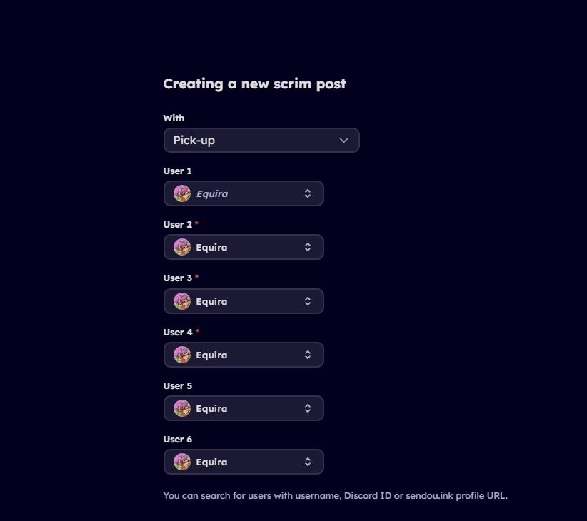 Wanted to scrim with my pickup including none other than

Me
Myself
I
Yours truly
self
Persona

But sendou crashes :(

pls fix