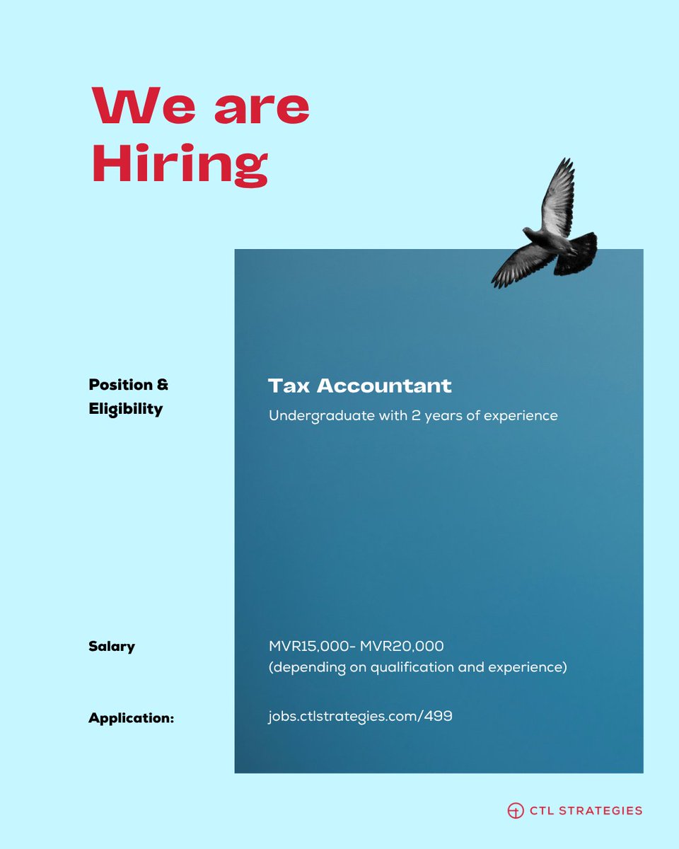 📢 We are looking for a tax accountant to join our team.

➡️ More details: jobs.ctlstrategies.com/499

⏰ Deadline: 20 November 2025