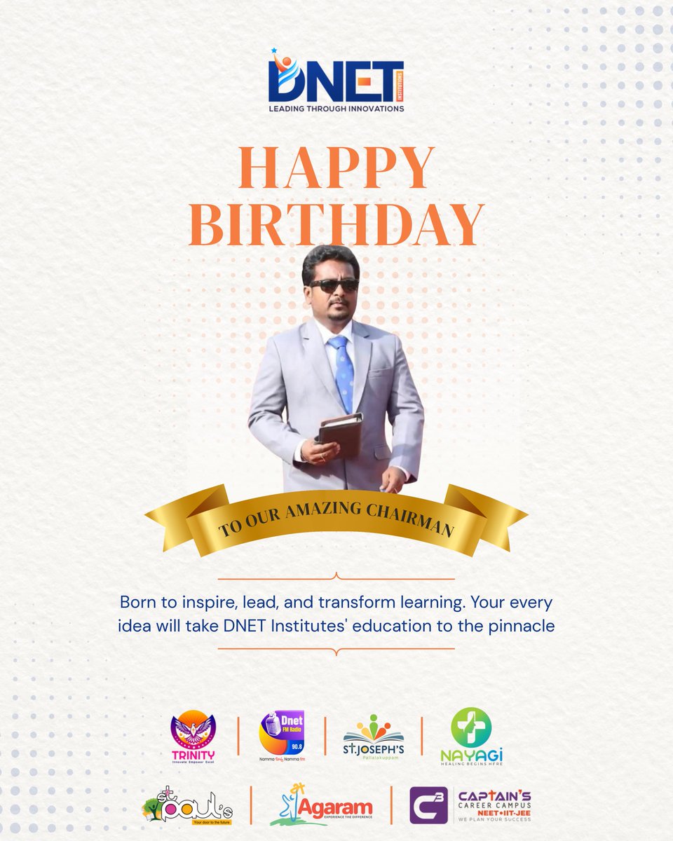 NayagiNursing's tweet image. Born to inspire.
Driven to lead.
Dedicated to transforming education for every learner.

Happy Birthday to our Visionary Chairman
Your ideas continue to light the path of DNET Institutions.

#DNET #ChairmanBirthday #LeaderWithVision #EducationForFuture #InspirationInAction