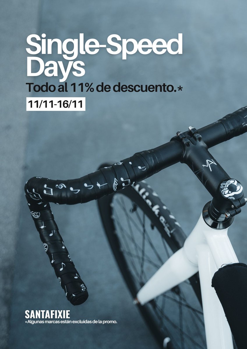 Mañana es 11/11, nuestro Single-Speed Day, pero tenemos tantas ganas de celebrarlo que ya está casi toda nuestra tienda al 11% de descuento. 💥

👉 tinyurl.com/26pd9y5s