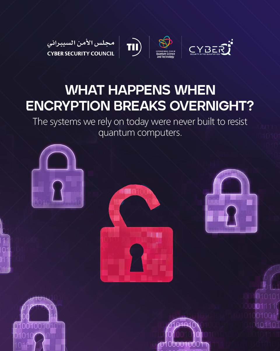 TIIuae's tweet image. #QuantumComputing is already redefining cybersecurity. The encryption we trust today will not survive tomorrow, which is why Post-Quantum Cryptography is not optional, it is essential.

Join TII at CyberQ 2025:🔗 cyberq.ae

#TII #QuantumComputing #Cybersecurity